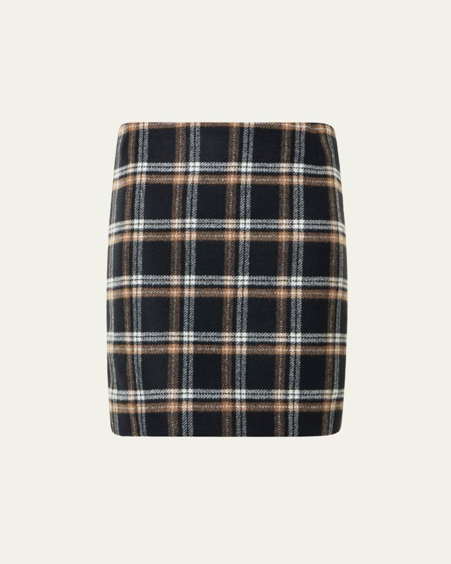 Plaid Wool Tricotine Tweed Mini Skirt